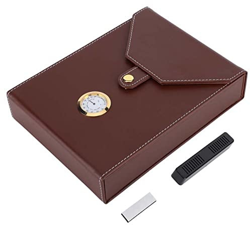 Dekaim Zigarrenschachtel,Mini Tragbares Leder Zigarrenschachtel,Humidor aus Zedernholz,Tragbar Für Reisen,Outdoor,Zigarrenbox rganizer(Braun)