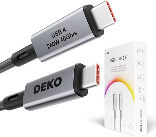 Deko Cable USB C a USB C de 240 W 1M USB4 40Gb/s Thunderbolt 4 E-Mark para cargar Power Delivery 3.1, compatible con 100W, 67W, 65W, 60W, 30W, compatible con iPhone 15 Pro Max, MacBook Pro, Samsung