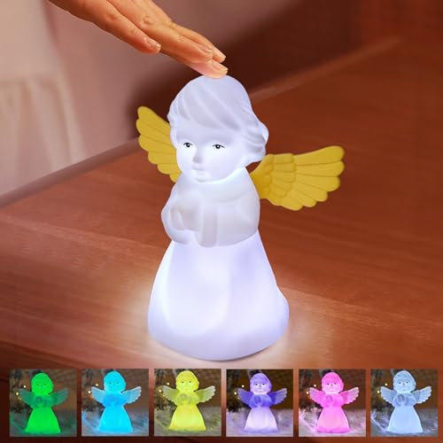 OKSANO Nachtlicht Kinder, Kawaii Farbe Engel Baby Nachttischlampe Touch,USB-Aufladung Silikon Timing Led Akku Lampe Batterie, Tragbaren Nachtlampe Babyzimmer Geschenk (Engel)