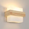 DELIPOP Wandleuchte Innen Holz, E27 Moderne Wandlampe mit Glas Lampenschirm, Kreative Quadratische Design Wandbeleuchtung für Wohnzimmer Schlafzimmer Flur 3000K / 4500K / 6500K (Inkl E27-Glühbirne)