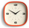 Jones Clocks® Pulsar wall clock | Retro rounded square clock | 25cm | Orange | Cool designer look for kitchen, living room or office
