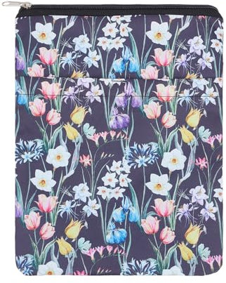 NICENEEDED Floral Printed Book Cover-Protector, Washable, Waterproof, Multifunctional Book Sleeve with Zipper