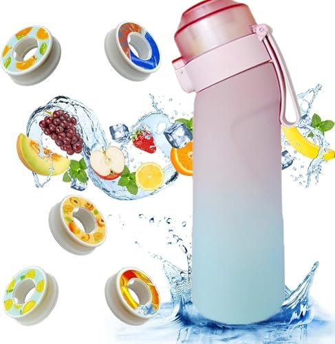 Bottiglia zucca d'aria 650ml con 5 cialde aromatizzate Air Gourde Bouteille d'eau Fraumée Sans BPA Straw-0 Sucres et Tasse D'eau Strawberry Peche Banana Water Bottle BPA-Free Straw-0 Zuccheri,H
