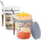 FePen Overnight Oats Jars, 2 Piezas 350ML Frascos de Vidrio con Tapa, Porta Yogur, Taza de Cereales para Llevar, Tarros de Avena Nocturna con Tapas y Cuchara,Vaso Portátil de Yogurt