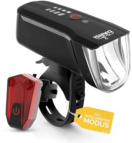 DANSI LED Fahrradlicht Set - StVZO Zugelassenes Fahrrad Licht mit 60, 30 & 15 Lux |USB C Wiederaufladbares vLED Fahrradlicht Vorne+Hinten |Automatische Lichtanpassung & Werkzeuglose Montage| Regenfest