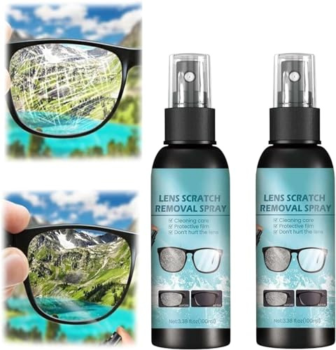 Linsenkratzer-Entferner für Brillen, Brillen, Windschutzscheibe, Glasreparaturflüssigkeit, Brillenglas-Kratzer-Reparaturlösung, Kratzer-Entferner für Sonnenbrille, 100 ml (2 Stück)