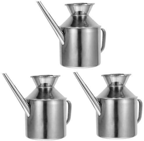 PRETYZOOM 3 Pz barattolo d'olio kep dosatore olio oil olio d oliva olio di oliva soia pentola Salsa friggitrice contenitore da cucina bottiglie di aceto Acciaio inossidabile