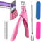 Acrylic Nail Cutter and Clippers for Gel Nails With 10 Magnets, 2 Rubbing Strips and 1 Steel Cone (Pink)