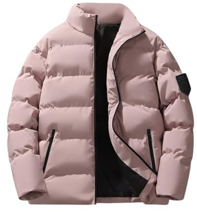 Generisch Doudoune décontractée avec col, poignets chauds, couleur unie, fermeture éclair, veste homme, doudoune homme sans capuche sans manches homme, Rose, M