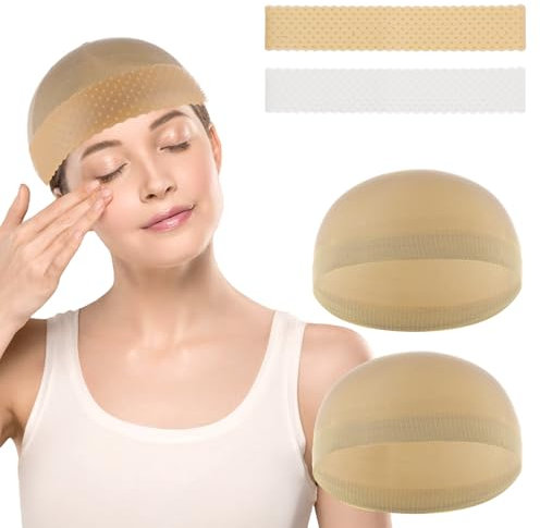 4 Stück Wig Cap Silikon Perückenband Perückenkappen Transparent Adjustable Silicone Wig Headband Grip Wasserdicht Perücke Netz Rutschfest Haarnetz für Perücken Band für Damen Perückenkappe