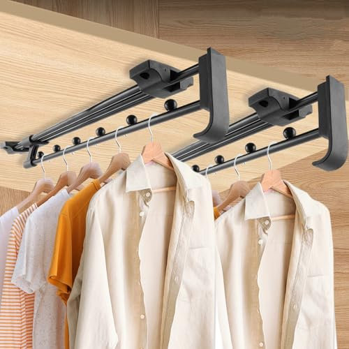 DAJAVE 2 Stück Ausziehbare Kleiderstange, 35 cm Verstellbarer Kleiderstange Schrank, Teleskop Kleiderstange Speicherplatz Sparen, Kleiderstange Schrank für SchräNke,Lagerbereiche,Kleidung und Hosen