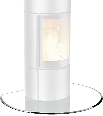 BIJON Funkenschutz-Platte mit Facettenschliff, Glasplatte Kaminofen, Kaminschutz mit ESG Sicherheitsglas, Kamin Glasplatte, Kreisabschnitt 95 x 110 cm, 6mm