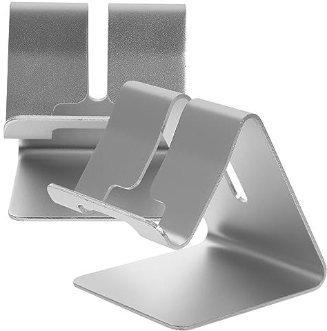 2 Stück Handyhalterung für Schreibtisch aus Aluminiumlegierung, Silber