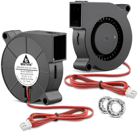 GDSTIME 2 unidades 5015 ventiladores 24 V doble rodamiento de bolas 50 x 50 x 15 mm turbo 100 cm cable 24 V 50 x 15 ventilador 6000 rpm