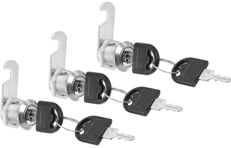 PATIKIL Schrank Schubladen Schloss mit Schlüsseln 3 Stück 7/9 (20mm) Unterschiedlich Schließzylinder aus Zinklegierung Nocken für Tür Schrank Haushalt Briefkasten Büro Silber