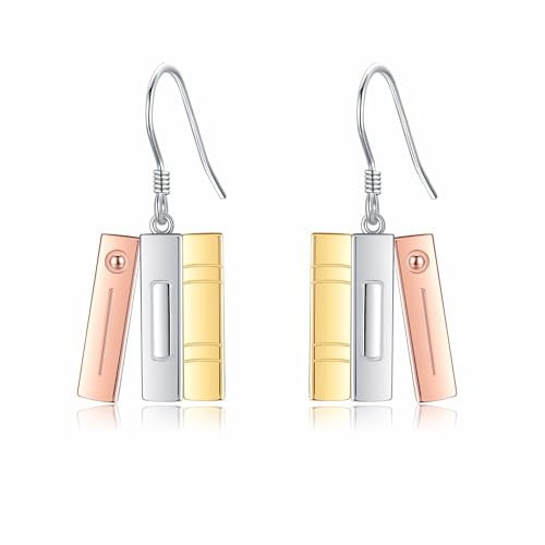 Buchohrringe Sterlingsilber baumelnde Buchohrringe Schmuckgeschenke für Buchliebhaber Lehrerinnen