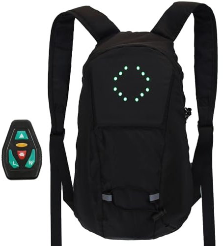15L Fahrradrucksack mit LED und Blinker – reflektierender Rucksack mit Fernbedienung, wiederaufladbar über USB, wasserdicht, Nachtsicherheit für Radfahrer, Wandern und Outdoor-Aktivitäten