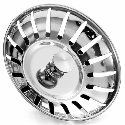 Upgraded Kitchen Sink Plug Strainer Stainless Steel Strainers Sink Plugs Replacement Drain Stoppper for Food/Hair Catcher - UK Sinks Hole Diameter 78mm