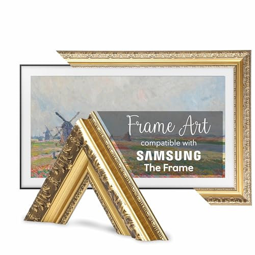 TV Guard Frame Tv Bezel, TV Frame Compatible with Samsung The Frame Tv, No Interference, Art Mode Compatible (Rustic Gold, 50)