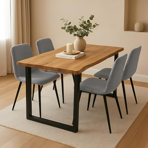 SAM 5 TLG. Essgruppe Josy | 120 x 80 cm | Holz Wildeiche-Optik | Stuhl Susi Grau | U-Gestell Schwarz | Kleiner Esstisch mit 4 Stühlen | Esszimmertisch/Küchentisch/Holztisch | Esszimmer