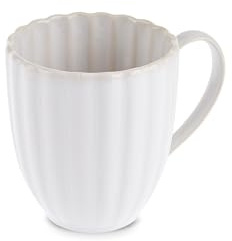 KARACA New Daisy Coffee Mug 410 ml, White Reactive Stoneware Large Coffee Cups, Dishwasher Safe, Durable Kitchen Drinkware Tea Cup