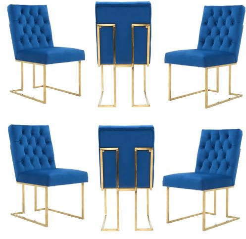 Siena Tufted Velvet Dining Chair – Luxury Upholstered Accent Chair with Gold Frame, Legs & Back Handle for Modern Glam Interiors Dining Room Living Room Restaurants