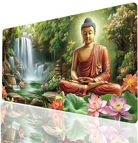 Zen Mouse mat Flower Gaming Mouse Pad Large 32x12x0.12 Inch Stitched Edges Washable, Desk Mat Non-Slip Rubber Base, Mousepad Improves Speed Precision for Gaming Laptop PC Wireless Keyboard Model-06733