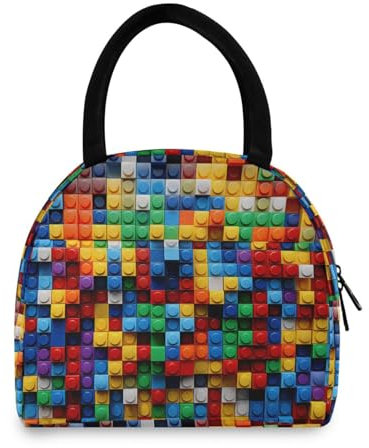 OWFKAY Lunch Bag Tote Bag Lunch Bag for Women Lunch Box Insulated Lunch Container-Colorful Lego Block