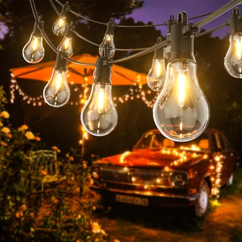 Kawaya Lichterkette Led Außen Outdoor Strom 15M Aussen Beleuchtung 50ft lichterkette außen IP65 Wasserdicht Dimmbare mit 25+2 Garten Glühbirnen A45 Lichterketten Aussen Balkon für Terrasse Party