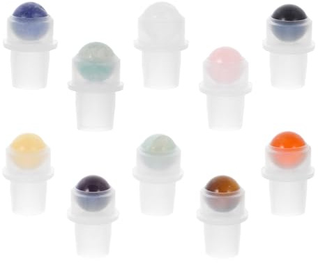 IMIKEYA 10 Stück Rolle On Flaschen mit Natürlichem Jadestein Roller Nachfüllbar Auslaufsicher Mattiertes Glas Aromatherapie Hautpflege