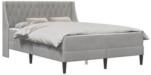 vidaXL Bettgestell mit Matratze Hellgrau 120 x 200 cm Samt, Zeitgenössisches Schlafzimmer Bettgestell, Stylisches Samt, Langlebiges Matratzen-Set, Rechteckiges Design, Schicke Wohnmöbel