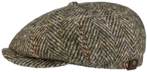 Stetson Hatteras Schirmmütze Fischgrätmuster Made in EU Herren Herbst Winter beige 64 cm