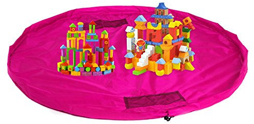 HIMRY XXL Toys Aufräumsack, Wasserdichte Spieldecke zum Spielen und Aufräumen, Schnelle Aufsammeln Legos, Dupla usw., Spielzeug Tasche Beutel Aufbewahrungstasche, Pink KXD4005 Pink