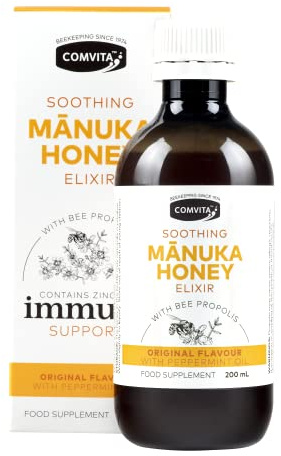 Comvita Immune Support Manuka Honey Elixir with Propolis and Zinc (UMF 10+, MGO 263+) - 200ml | Contains Zinc for Immune Support