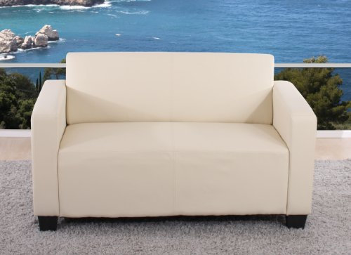 Modular 2er Sofa Couch Lyon Loungesofa Kunstleder 136cm - Creme