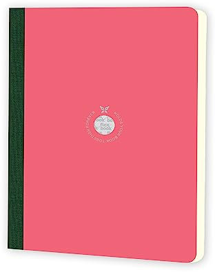Flexbook Notizbuch Kladde patentierte flexible Bindung, Pink mit grüner Heftleiste 17x24cm