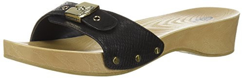 Dr. Scholl's Shoes Classic Faux Wood Slide Sandal, Ciabatta Donna, Black Snake Print, 36.5 EU