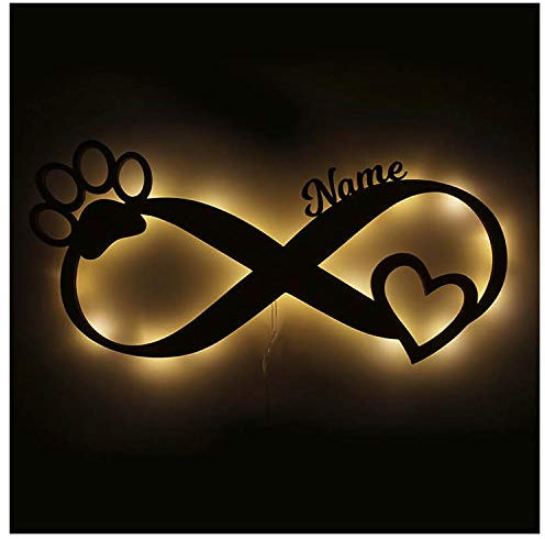 Namofactur Hunde-Pfote Led Unendlich Andenken Geschenke für Hundebesitzer Hundeliebhaber LED Licht mit Personalisierung Geburtstag Geschenkideen