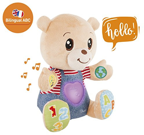 Chicco Teddy l'Ourson des Emotions Ours, Peluche Interactive, Bilingue Français/Anglais, Peluche Éducative, Jouet pour Bébés et Enfants, avec Lumières et Chansons - Jouets de 6 Mois à 5 Ans