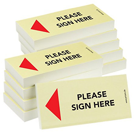 PRICARO Sticky Note Please sign here, Arrow left, 100 Sheets, Set of 10