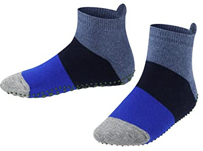 FALKE Unisex Kinder Stoppersocken Colour Block K Hp Baumwolle rutschhemmende Noppen 1 Paar, Blau Denim 6666, 31/34 EU