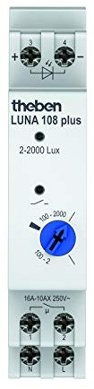 Theben 1080900 LUNA 108 plus EL - Analoger Dämmerungsschalter mit externem Einbau-Lichtsensor I Fixe Ein- und Ausschaltverzögerung I Nulldurchgangsschaltung