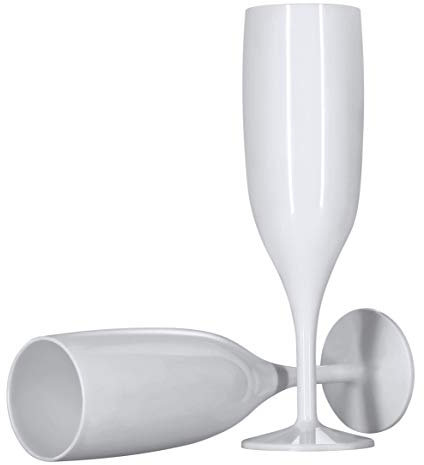 ProductPro 6 x White Plastic Reusable Prosecco Flutes 175ml Capacity