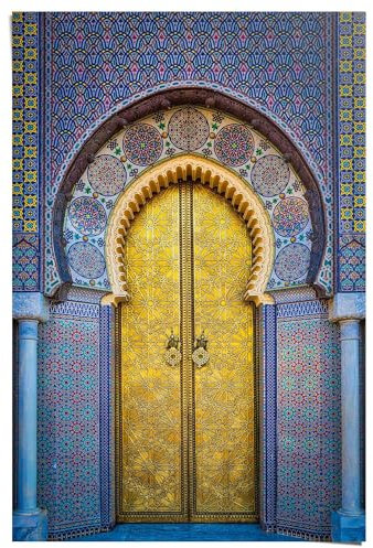 REINDERS Poster, Goldene Tür, Wohnzimmer, Poster, Wanddeko, Room Decor, 150 gr. glänzend Bilderdruckpapier, Blau, 91,5x61cm