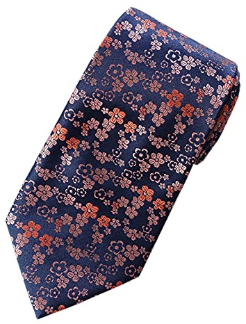 Towergem Extra lange Blau/Orange Florale Krawatte XL 160 cm lange Geschäftsanzug Herren Krawatte