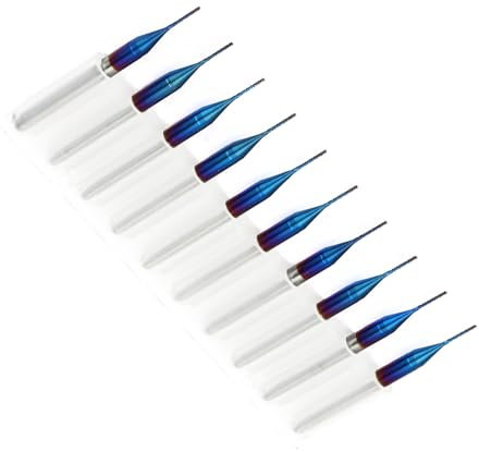 0.5mm Schaftfräser Wolframcarbid PCB Fräser Blau beschichteter CNC Fräser set mit einer Box - 10 Stück,Fräser