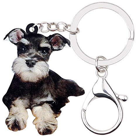 DUOWEI Süßr Schnauzer Hund Schlüsselanhänger Welpe Haustiere Schlüsselring Handtasche Geldbörse für Frauen Junge Mädchen Charm Geschenk (Schwarz)