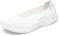 TIOSEBON Womens Slip On Loafers Lightweight Low-Top Flat Breathable Casual Mesh Walking Shoes 5.5 UK All White