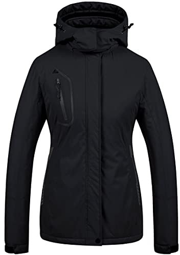 CREATMO US Damen Mountain Wasserdichte Skijacke Winddicht Snowboardjacke Warm Wintermantel Regenmantel, Schwarz, 3XL