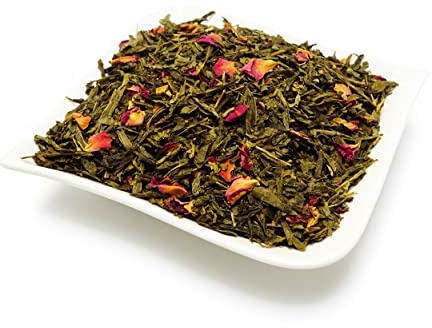 Grüntee | Grünteemischung · Sencha Kirsche Rose · Grüner Tee Lose mit Kirsche Geschmack · Natürlich Aromatisierte Teemischung ·Eistee
